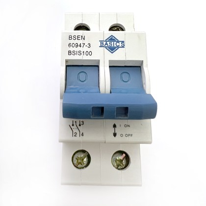 Basics BSIS1000 100A 100 Amp 2 Double Pole Isolator Main Switch Disconnector